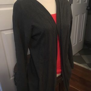 Long grey fringe cardigan.